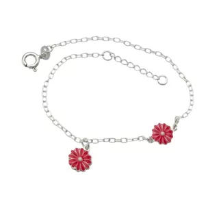 Pulseira Feminina de Prata 925 Margaridas Rosa em Oferta na Shopee