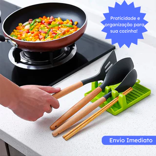 Suporte Multiuso Universal Descanso Apoio para Colher Talher Tampa Parede Bancada Cozinha