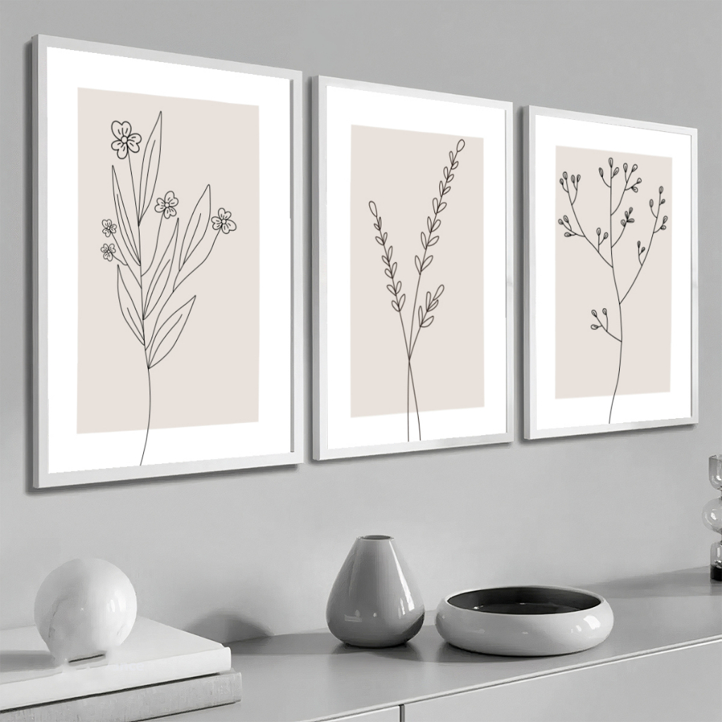 Quadros decorativos kit 3 peças para salas e quartos arte minimalista ...