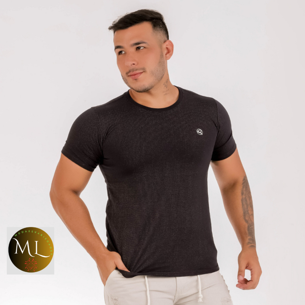 camisa masculina preta Gola Careca estilo próprio camisas super confortáveis e elegantes.
