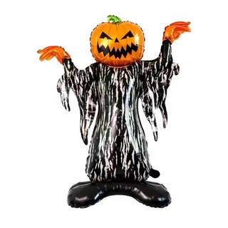 Balão Metalizado Espantalho Cabeça De Abobora Gigante Halloween 110cm