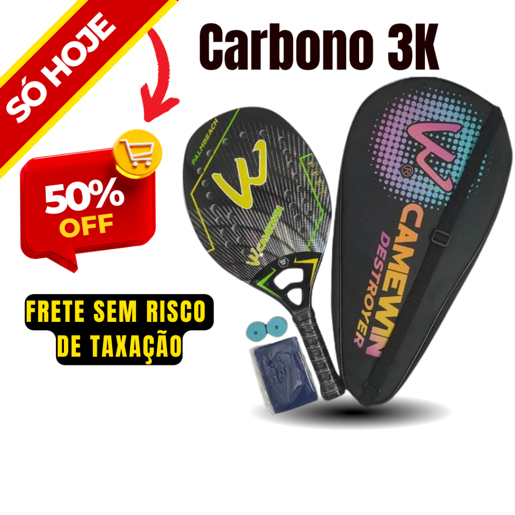 Raquete Beach Tennis Camewin 3k 100% Fibra De Carbono | Frete grátis