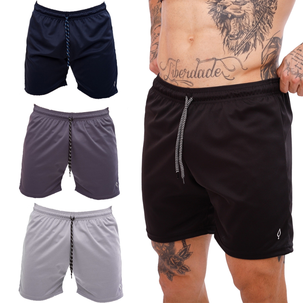 KIT 4 Calção Dry Shorts Futebol academia caminhada com bolso interno