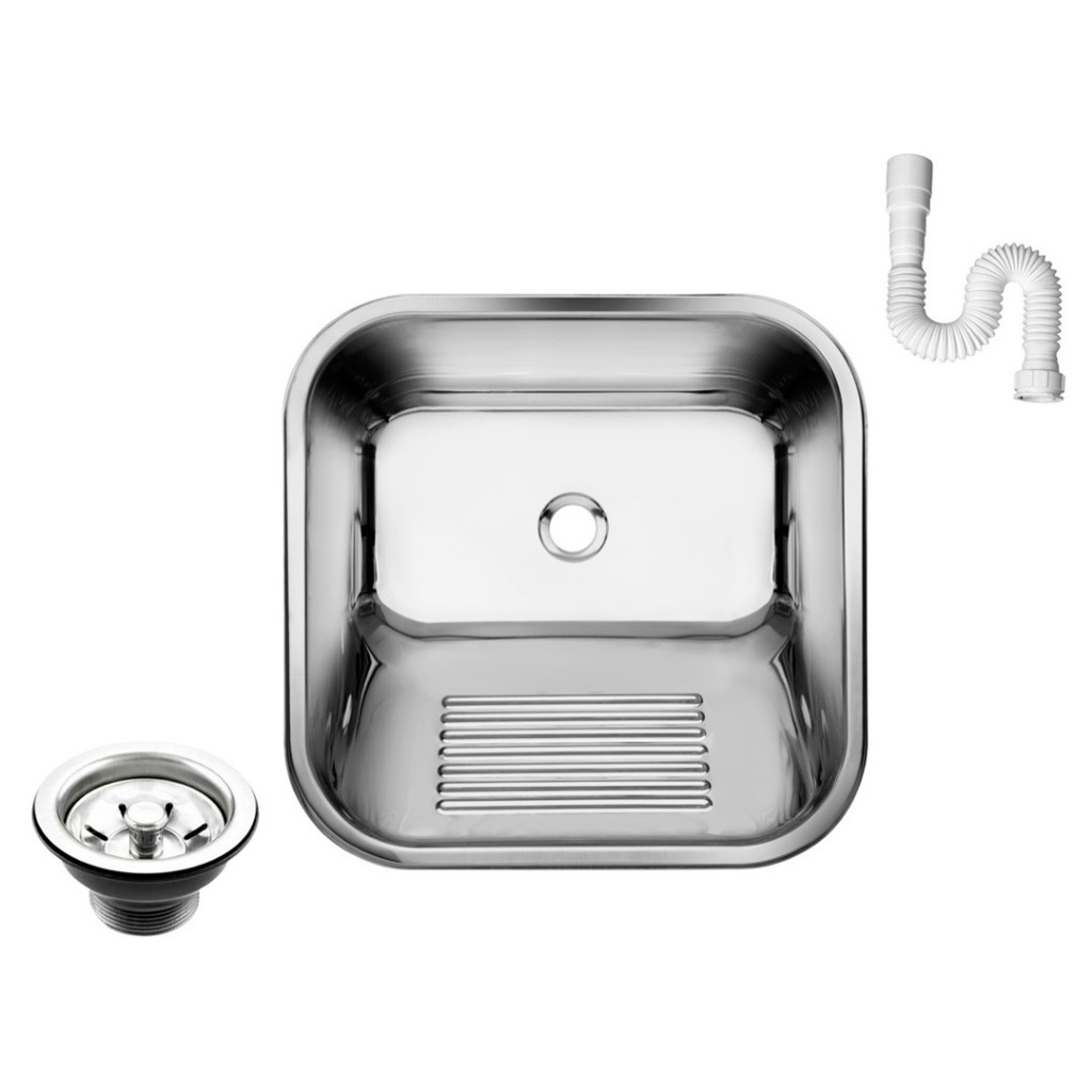 Tanque Inox 304 AS Brilho Lavanderia 40X34 Pequeno - Sobrepor e Embutir 18L