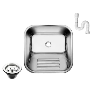 Tanque Inox 304 AS Brilho Lavanderia 40X34 Pequeno - Sobrepor e Embutir 18L