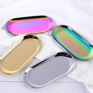 Bandeja De Armazenamento Exibição Decoração Metal Luxo Pequenos Itens Jóias Comida