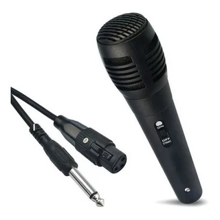 KIT Microfone Dinâmico Profissional Anti-Ruído Com Cabo XLR de 3 Metros Plug P10