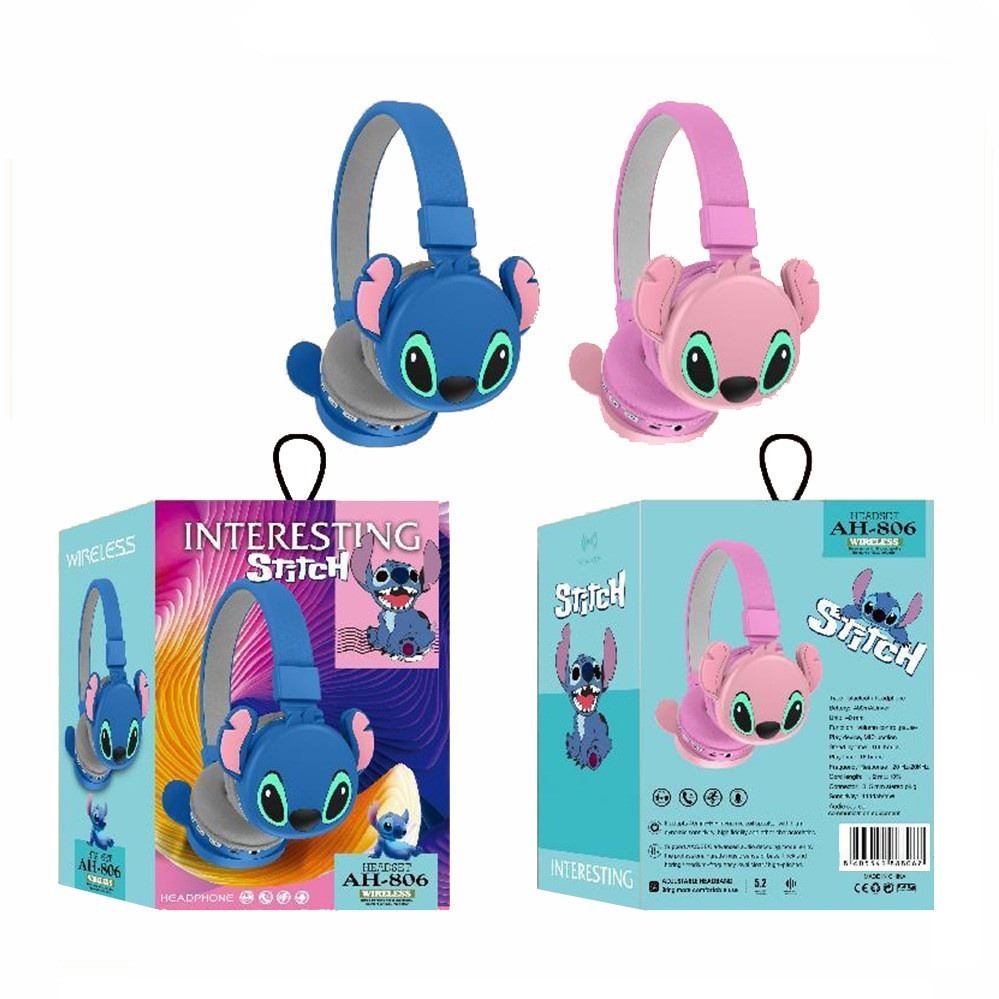 FONE DE OUVIDO BLUETOOTH SEM FIO-PERSONAGENS INFANTIS - LILO STITCH/MINNIE/MÁRIO BROS