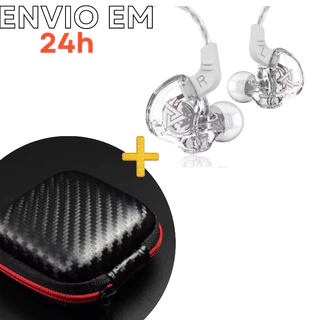 Fone de Ouvido In-Ear QKZ AK6 com Case Ziper e Acessórios Extras Original com Microfone/Retorno de Palco Gamer DJ Igreja Pronta Entrega