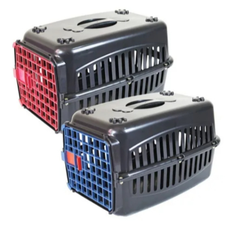Caixa de Transporte Nº3 Preta com Portas Coloridas para Cachorro, Gato, Coelho, Aves