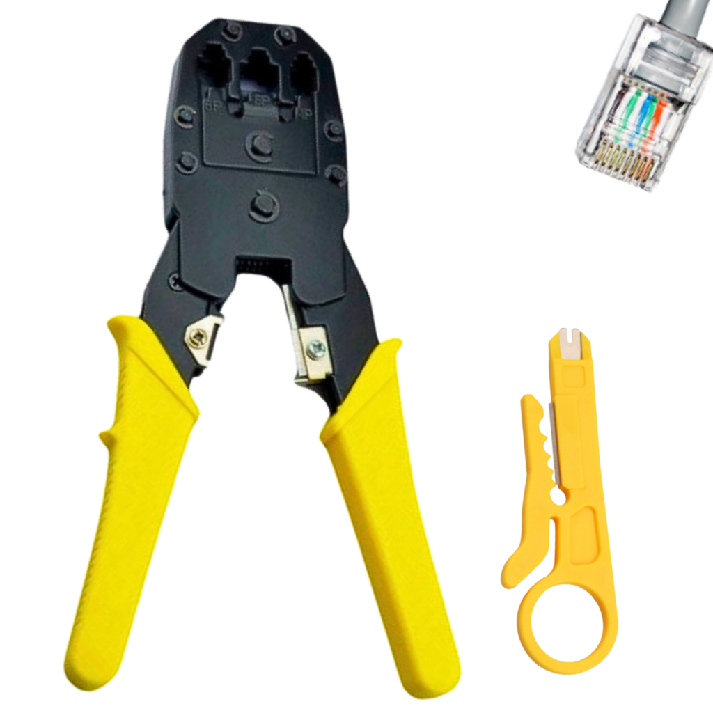Alicate Crimpador Cabo De Rede RJ45 RJ11 Crimpagem Com Desencapador ...
