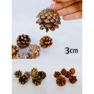 Pinha Natural Enfeite De Natal Glitter 3 Cm Kit 6 Pinhas Para Decorar Arvore De Natal Guirlanda