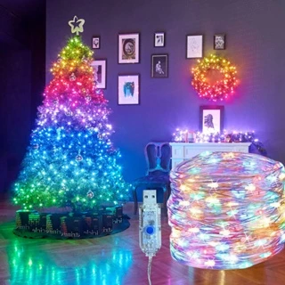 Pisca Pisca Colorido Árvore Natal Decoração Usb Rgb 100 200 Leds Led 20M 10M Prova D'Agua Interno Externo Casa Sala Iluminação
