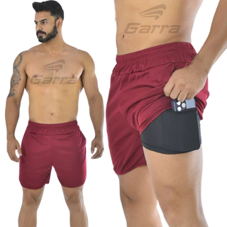 Bermuda Shorts Masculina 2 em 1 Short Duplo Sport para Academia e Corrida