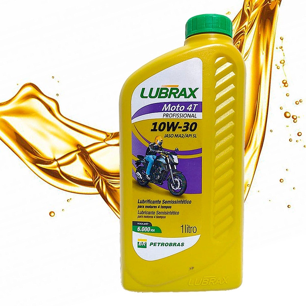 Oleo Lubrax l Moto 4T 10w30 Jaso MA2/API SL Semi Sintético 1 Litro