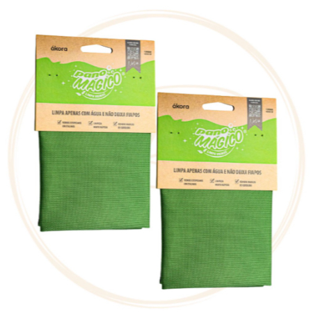2 Panos Mágicos Limpa Vidros, pano ecologico, Espelhos e Inox akora