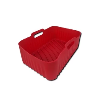 Forma Cesto De Silicone 22cm x 15xcm Para Air Fryer Reutilizável Vermelha