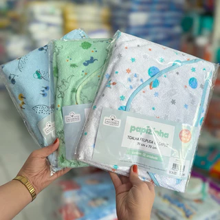 Kit 3 Toalha de Banho Felpuda c/ Capuz 70x70cm Papizinha Papi Toalha infantil