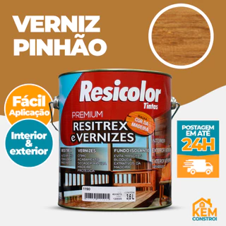 Verniz Proteção para Madeira Brilhante Tingidor Resitrex Cor Pinhão 900ML/3,6L Resicolor