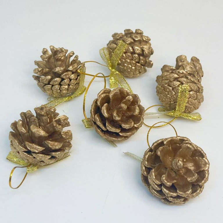 KIT PENDENTE PINHAS Natural 6 Unidades 5CM Enfeite De Natal