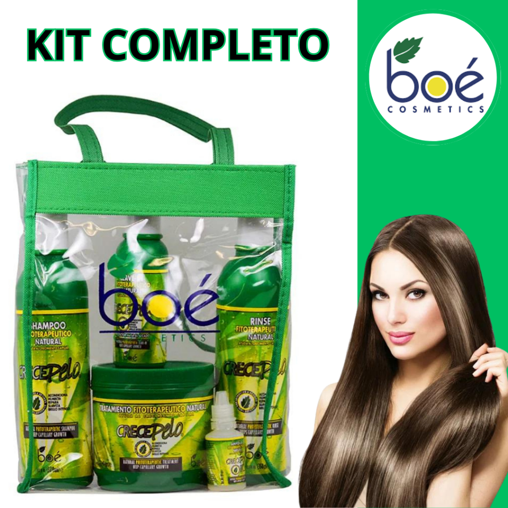 Kit Tratamento Capilar Cresce Pelo Boé 5 Peças + 1 Bolsa | Shopee Brasil