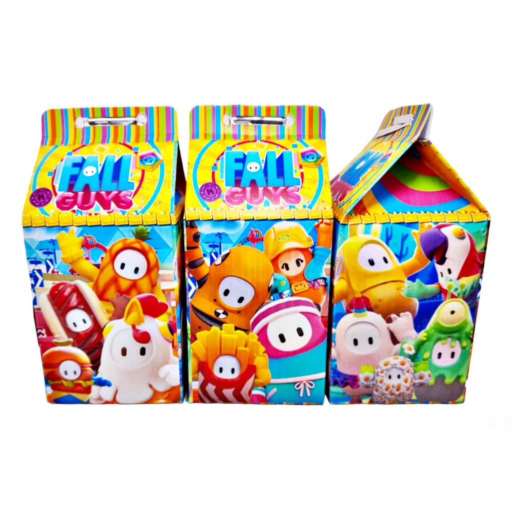 Fall Guys Caixa Milk Lembrancinhas Jogos Festa Fácil - Pct com 10