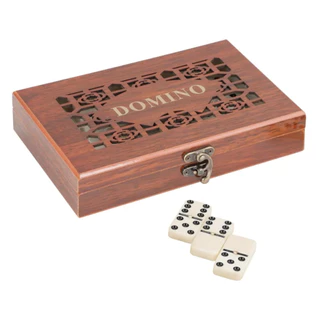 Jogo Domino Com Caixa Madeira de Luxo 28 Pçs Em Pedra De Osso