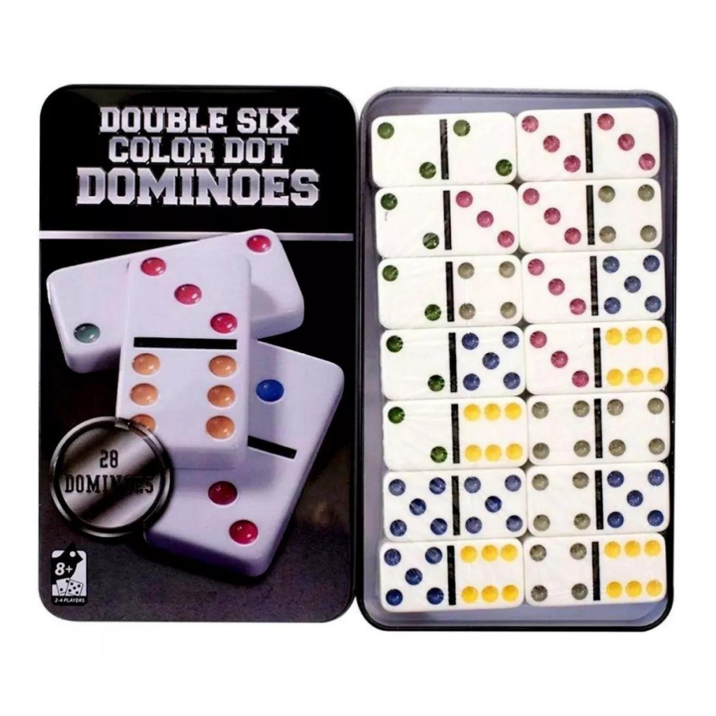 Jogo De Domino Clássico Na Lata 28 Peças Reforçadas 6 Cores | Shopee Brasil