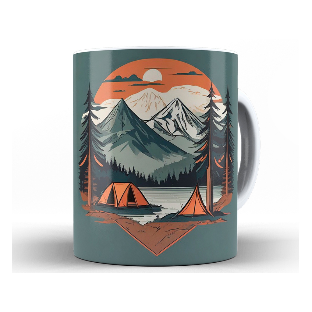 Caneca Natureza Montanhas + Caixa - Xícara Divertida 325ML Cerâmica