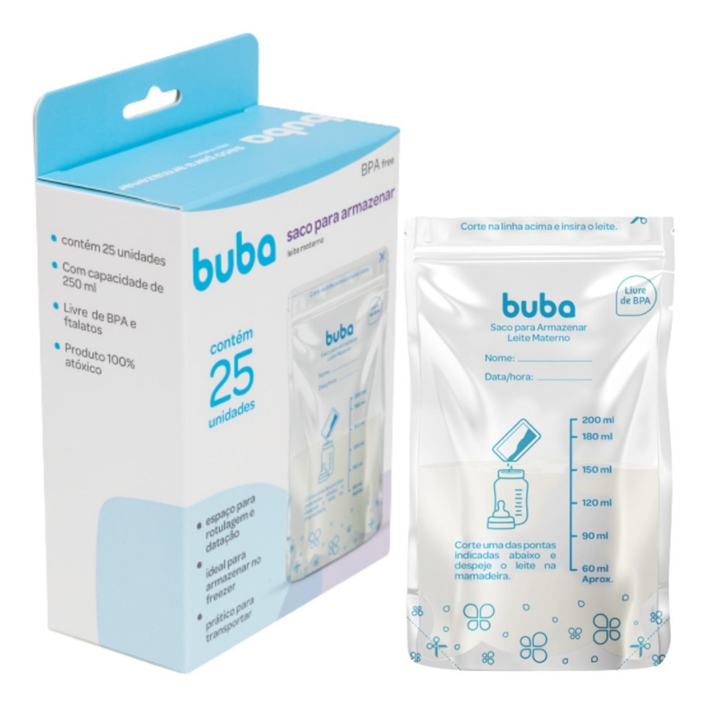 Saco Para Armazenar Leite Materno Buba 25 Unidades | Shopee Brasil