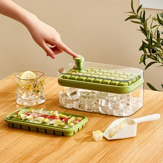 Forma De Gelo 32 e 64 Cubos Desmoldagem Rápida Recipiente Acrílico Brinde Pá De Gelo