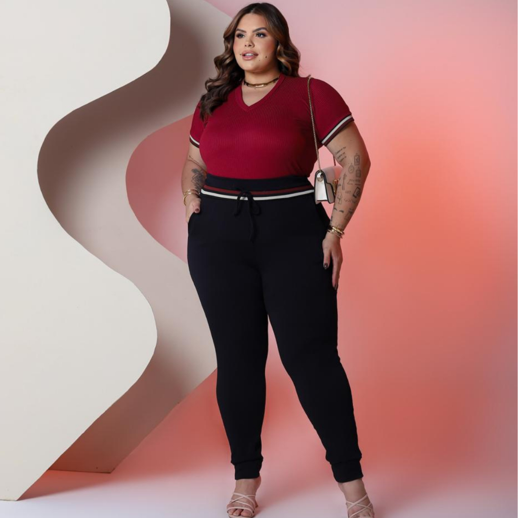 Blusa CalÇa De Malha Feminina Plus Size Conjunto Plus Size Calça