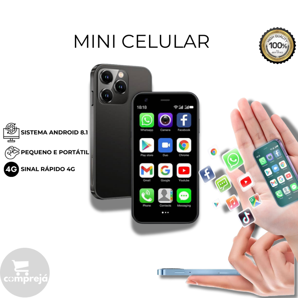 Soyes Xs15 Mini Celular Smartphone Android 4G 2GB RAM, 16GB Rom Câmera 5MP Dual si