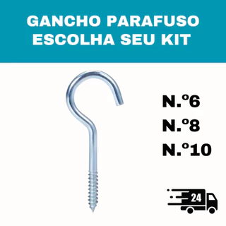 Gancho Zincado Para Bucha (6mm, 8mm e 10mm) Pacotes com 100 unidades.