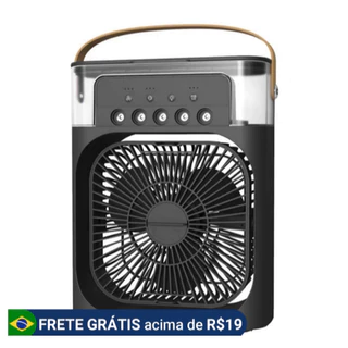 Mini Ventilador Umidificador Climatizador de Ar c/ Led e Reservatório 600mL Ar Condicionado para Água e Gelo Sala Quarto