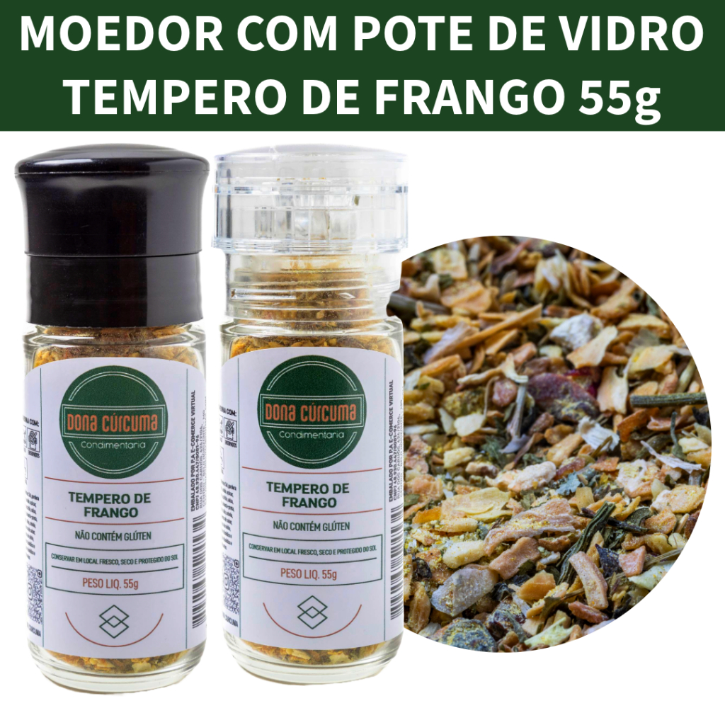 Moedor de Pimenta do Reino Sal Grosso e Especiarias Pote de Vidro 100ml ...