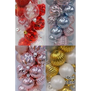 Kit Com 24 Bolas 6CM Decoração Pendentes Enfeite Lindo Brilhante Para Arvore de Natal
