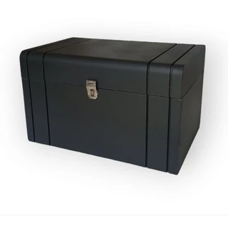 Baú Grande riscado pintado preto com fecho