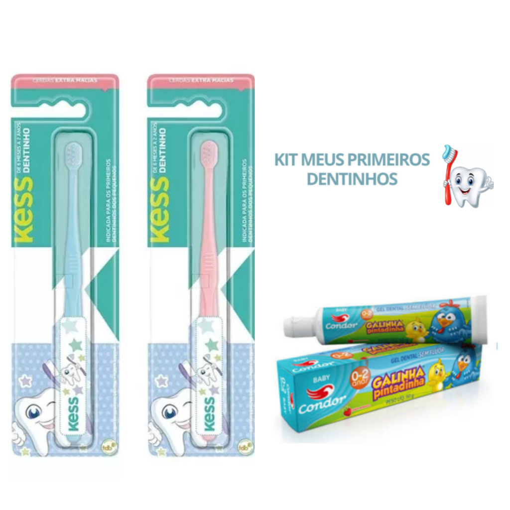 Kit Higiênico Meus Primeiros Dentinhos Creme Dental sem Flúor e Escova ...