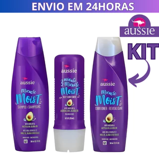 Kit Aussie Shampoo Condicionador e Mascara 3 Minutos Miracle Moist