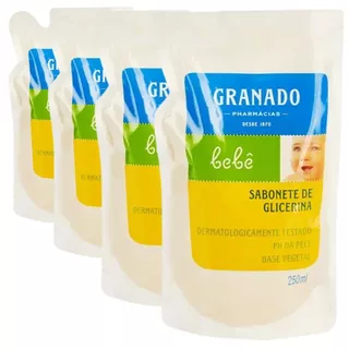 KIT 4 UNIDADES REFIL SABONETE LÍQUIDO GRANADO 250ML LAVANDA CAMOMILA TRADICIONAL CALENDULA ERVA-DOCE