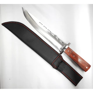 Faca Churrasco Caça Pesca Aço Inox Cabo Madeira Com Bainha