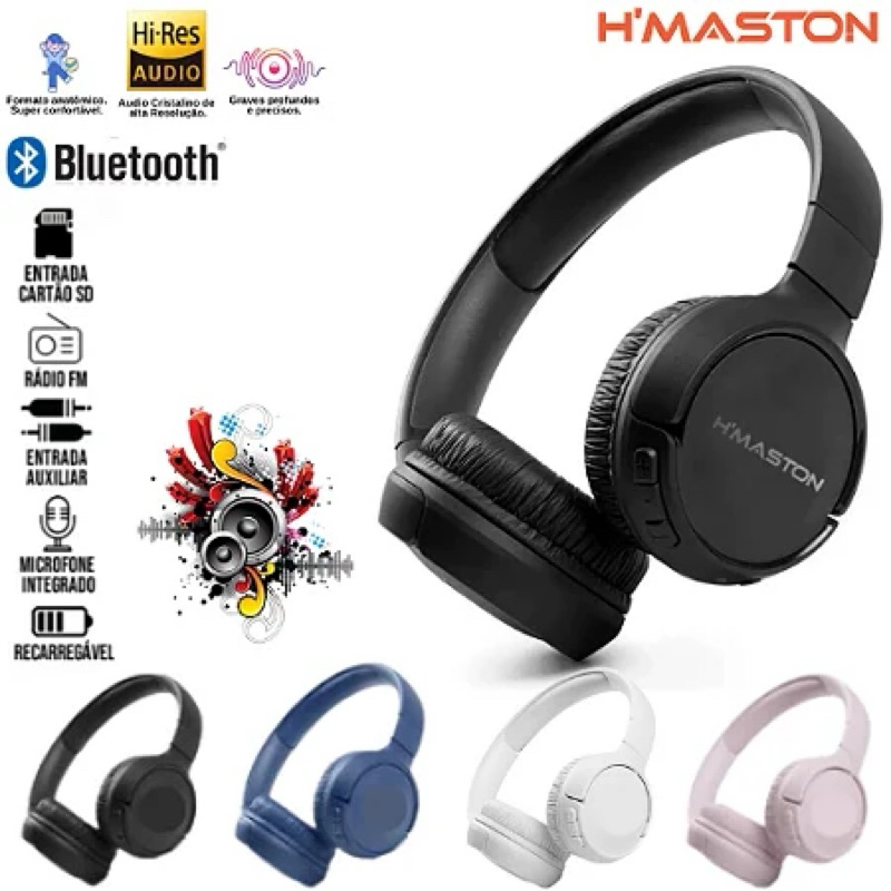 Fone de Ouvido H’Maston Bluetooth Sem Fio com Cancelamento de Ruído ...