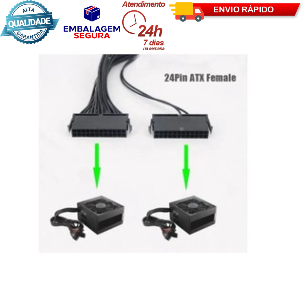Cabo Atx 24 Pinos Para Ligar 2 Fontes Mineração Bitcoin Pc