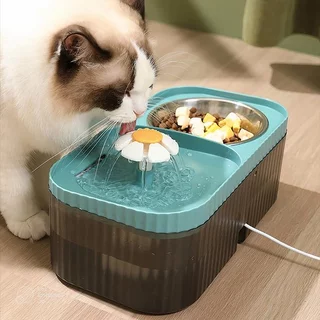 Fonte Bebedouro e Comedouro Inox Duplo 3 Litros para Pets, Cães e Gatos - Colorida