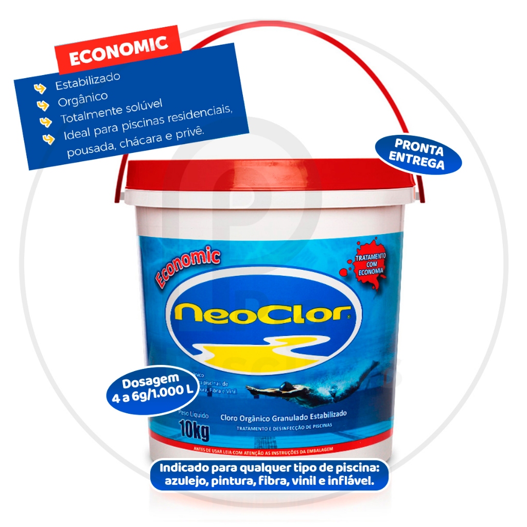 Cloro De Piscina Neoclor Economic Alto Rendimento Estabilizado Limpeza ...