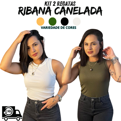 Kit 2 Blusas Regatas Ribana Canelada Básica