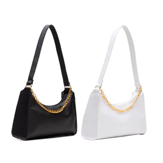 Kit 2 Bolsas Femininas Baguetes Lisas Pequenas Correntes de Ombro e de Mão