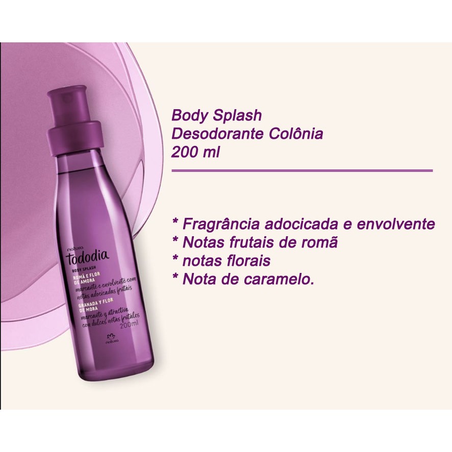 Body Splash Tododia Desodorante Colônia Romã e Flor de Amora 200 ml