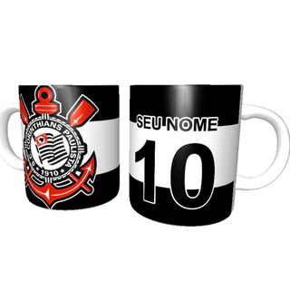 Caneca Corinthians personalizada c/ seu Nome e Número - Porcelana 325Ml
